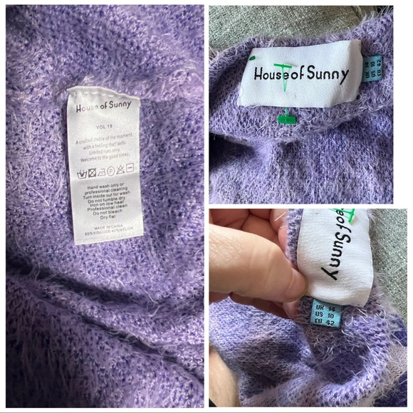 This is a House of Sunny Wannabe Hockney dress in shades violet wavy knit - Picture 6 of 17